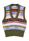 Ganni Recycled Wool-blend Jacquard Vest In Multicoloured