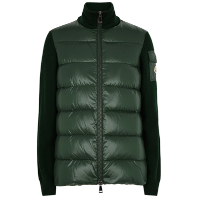 Moncler Quilted Shell And Wool Jacket In Green