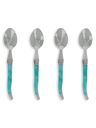 French Home Laguiole 4-piece Stainless Steel & Faux Turquoise Coffee Spoons