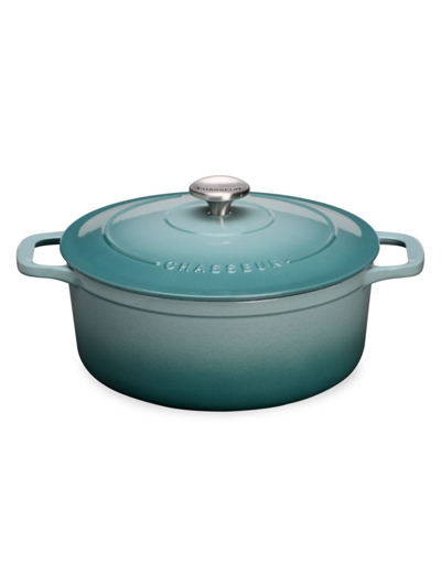 French Home Laguiole Chasseur 6.25-quart Round French Enameled Cast Iron Dutch Oven In Quartz Blue