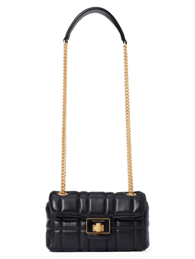 Kate Spade Small Evelyn Quilted Leather Shoulder Bag In Black