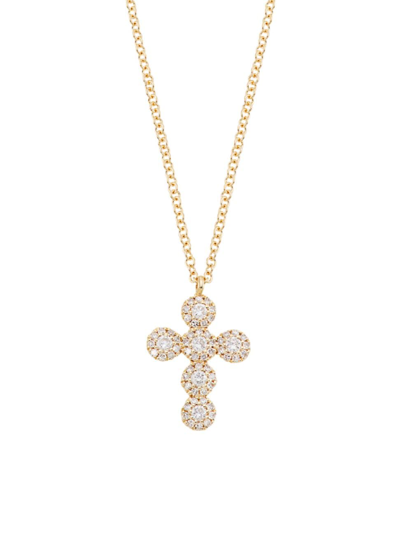Saks Fifth Avenue Women's 14k Yellow Gold & 0.25 Tcw Diamond Cross Pendant Necklace