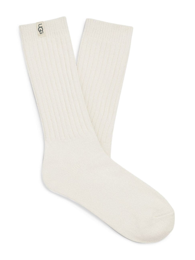 Ugg Rib-knit Slouchy Crew Socks In White