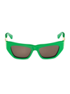 Bottega Veneta Inverted Triangle Acetate Cat-eye Sunglasses In Shiny Solid Green