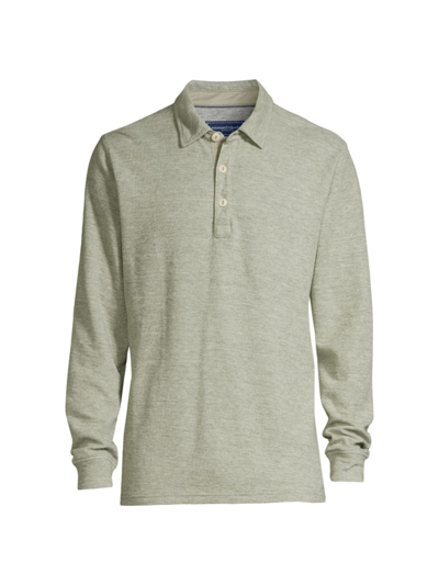 Vineyard Vines Textured Long-sleeved Polo Shirt In Sage Olive