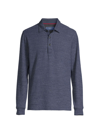 Vineyard Vines Textured Long-sleeved Polo Shirt In Nautical Navy