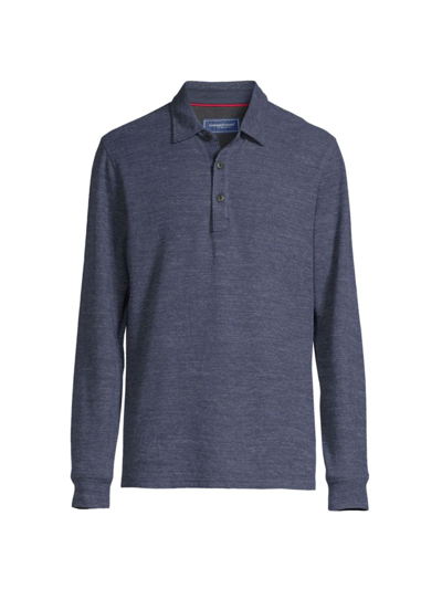 Vineyard Vines Textured Long-sleeved Polo Shirt In Nautical Navy