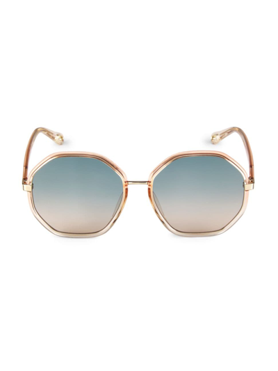 Chloé Franky Geometric 59mm Bio Injection Sunglasses In Gold