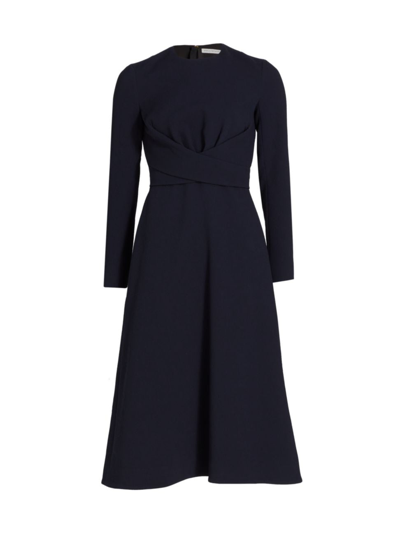 Emilia Wickstead Elta Crepe Midi-dress In Dark Blue | ModeSens