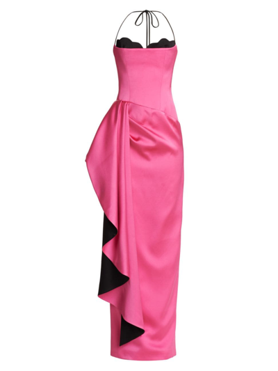 Rasario Women's Draped Two-tone Scallop Gown In Pink