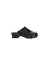 Figure Decorative Wood Base Clogs With Sketched Pattern In Black