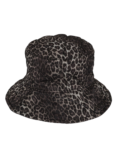 Maison Michel Leopard Print Quilted Bucket Hat In Brown