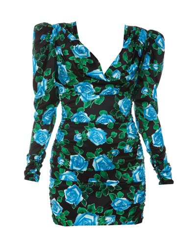 Alessandra Rich Mini Satin Dress In Black