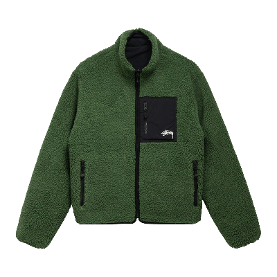 Pre-owned Stussy 8 Ball Sherpa Jacket 'green'