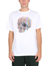 PS BY PAUL SMITH WOODEN STRIPE SKULL T-SHIRT
