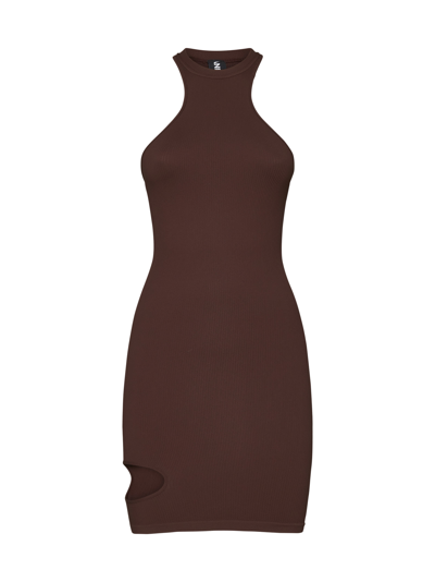 Andreädamo Cutout Ribbed Jersey Mini Dress In Brown