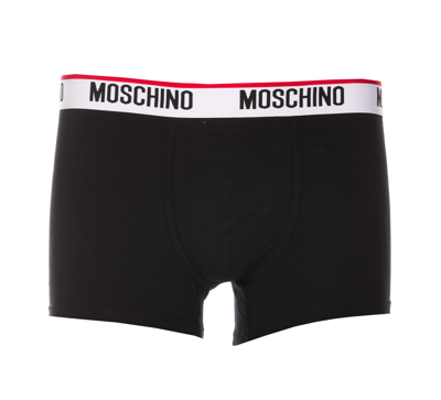 Moschino Branded-waistband Pack Of Two Stretch-cotton Trunks In Black