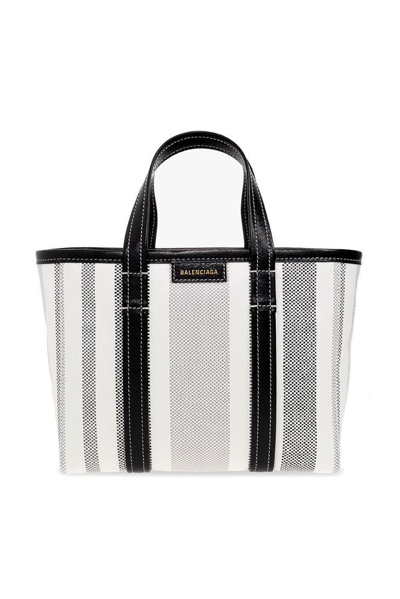 Balenciaga Small Striped Tote Bag In 白色