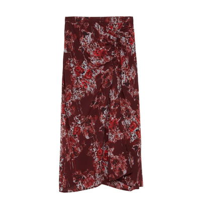 Iro Alise Abstract-print Skirt In Burgundy