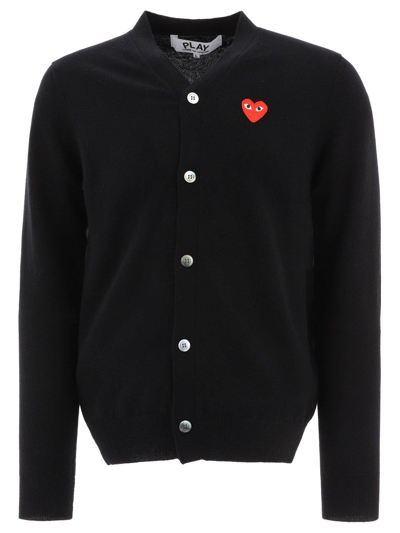 Comme Des Garçons Play Heart Patch Cardigan In Nero