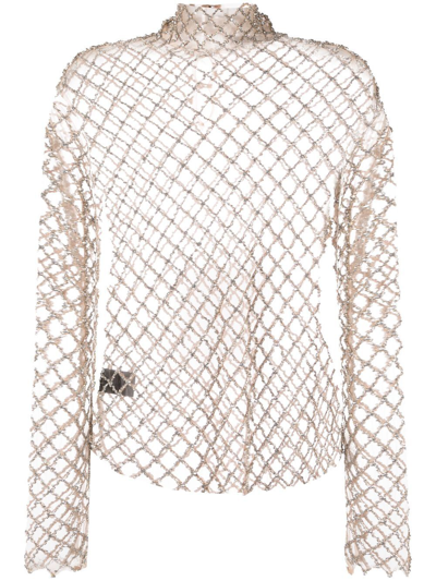 Isabel Marant Silver Lupita Crystal Embellished Top In Neutrals
