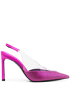 Sergio Rossi X Evangelie Smyrniotaki Satin & Vinyl Slingback Pump In Purple