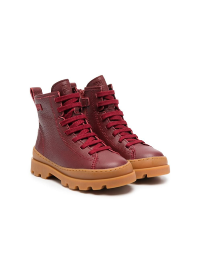 Camper Brutus Lace-up Leather Boots In 红色