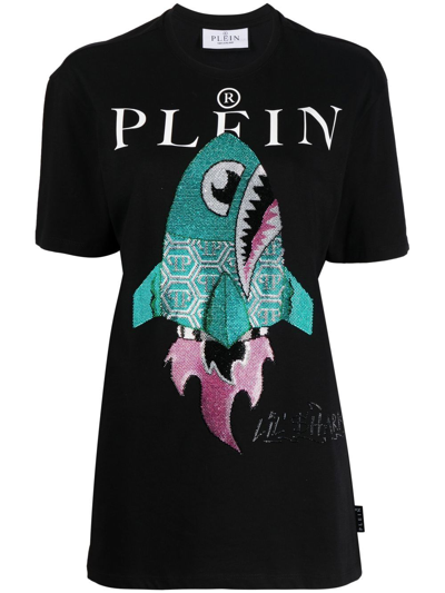 Philipp Plein Lil Shark Short-sleeve T-shirt In Black
