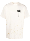 Palm Angels Splatter-effect Logo-print T-shirt In 中性色