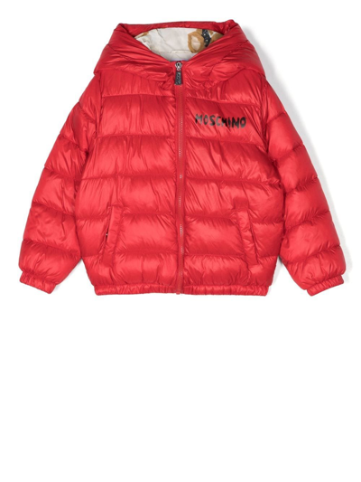 Moschino Teddy Bear-print Puffer Jacket In 红色