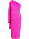 Solace London Pink Ribbed Off-the-shoulder Midi Dress