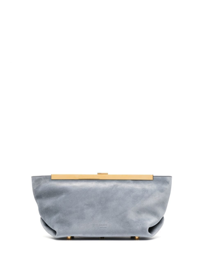 Khaite Aimee Envelope Suede Clutch Bag In Gray