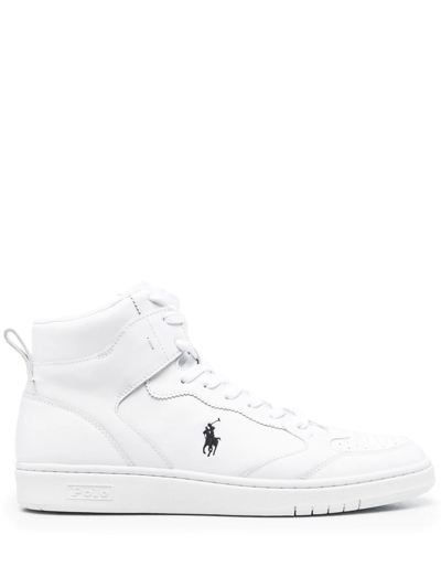 Polo Ralph Lauren Logo-embroidered High-top Sneakers In White