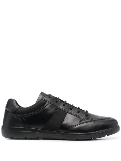 Geox Leitan Low-top Leather Sneakers In 黑色