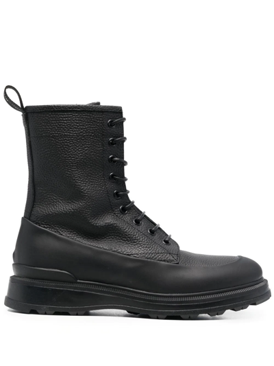 Woolrich Lace-up Leather Combat Boots In Gum Black - Boxland Black