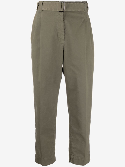 Brunello Cucinelli Cropped Pleat-detail Cargo Pants In 绿色