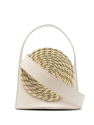 D'estree Gunther Small Braided Leather Top-handle Bag In Off White