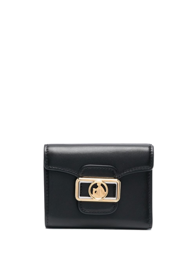 Lanvin Small Logo-plaque Leather Purse In 黑色