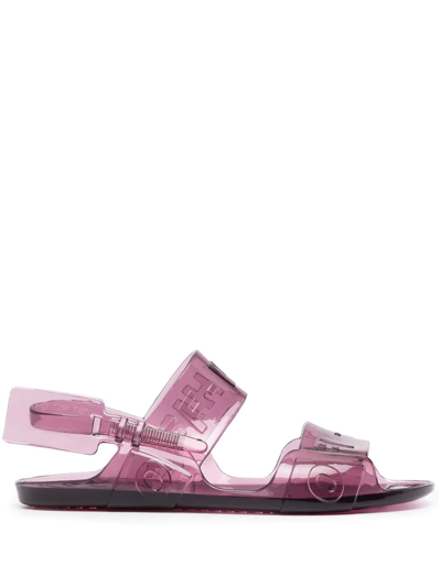 Off-white Debossed-logo Slingback Sandals In Purple
