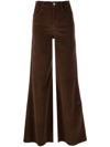 Frame Le Palazzo Wide-leg High-rise Cotton-blend Trousers In 褐色