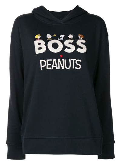 Hugo Boss X Peanuts Logo-print Hoodie In Blue