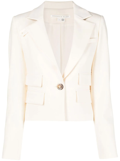 Veronica Beard Boon Single-breasted Crepe Jacket In Ivory