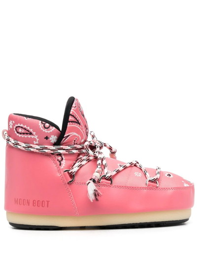 Alanui + Moon Boot Bandana-print Shell And Faux Leather Snow Boots In Pink