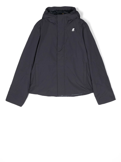 K-way Teen Zip-up Hooded Jacket In Blue