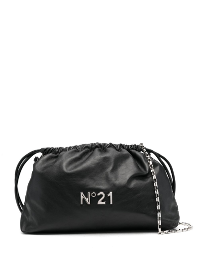 N°21 Logo-plaque Leather Shoulder Bag In Black