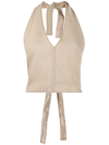 Jacquemus Le Haut Linu Linen Halter Top In 中性色