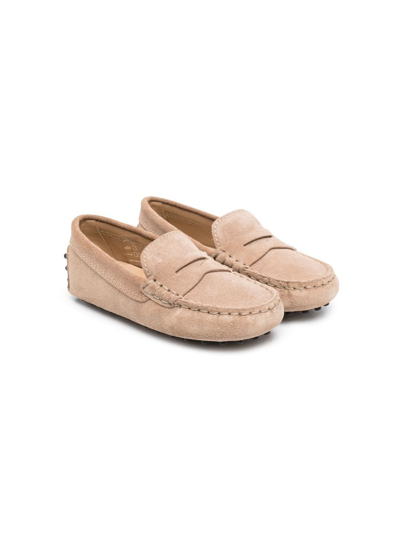 Tod's Gommino Suede Driving Shoes In Neutrals
