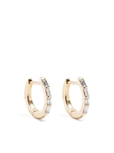 Hestia 14kt Yellow Gold Linear Diamond Huggie Earrings
