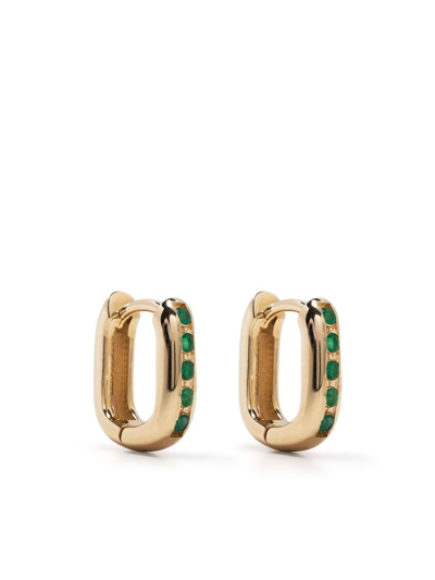 Hestia 14kt Yellow Gold Quadrant Emerald Earrings