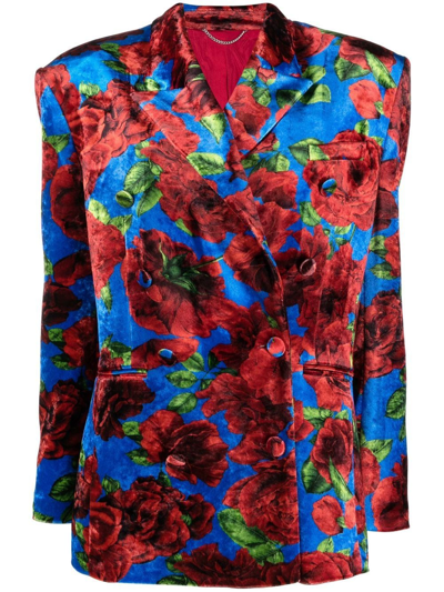 Magda Butrym Floral-print Double-breasted Blazer In Multicolor